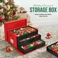 thumbnail image 5 of Ayieyill Premium Large Christmas Ornament Storage Box, Christmas Ornament Organizer, with Side Open, 3 Removable Trays - Keeps 72 Holiday Ornaments, Red, 5 of 7