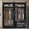 thumbnail image 6 of MADESA 4 Doors 2 Drawers Wardrobe Set Armoire Closet Bedroom Storage Cabinet with Shelves and Hanging Space 63"L Wooden Clothing Organizer Unit - Black, 6 of 12
