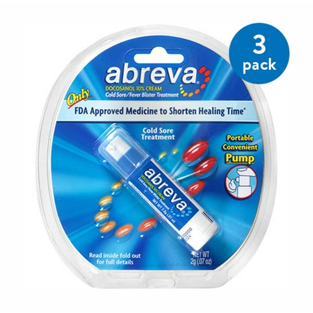(3 Pack) Abreva Docosanol 10 Cream Pump, FDA Approved