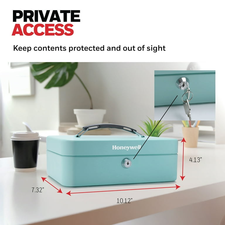 Honeywell Mobile Cash Box with Key Locking, Teal, Removable