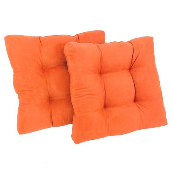 Blazing Needles 19-inch Squared Microsuede Tufted Dining Chair Cushion (Set of Two)-Style:Tangerine Dream