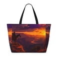 thumbnail image 2 of Xecao Sunset Valley Western Cowboy for versatile beach bag for women includes zipper pockets and waterproof material, ideal for vacations and adventures., 2 of 7