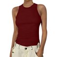 thumbnail image 2 of JULMCOMO Ribbed Knit Tank Tops for Women Crew Neck Casual Comfy Summer Tank Tops Sleeveless Stretchy Solid Slim Fit Shirts Wine S, 2 of 5