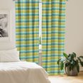 thumbnail image 2 of Ambesonne Ethnic Window Curtains, Tribal Jungle Line Pattern, Each 28" W x 95" L, Yellow Green Cadet Blue, 2 of 4