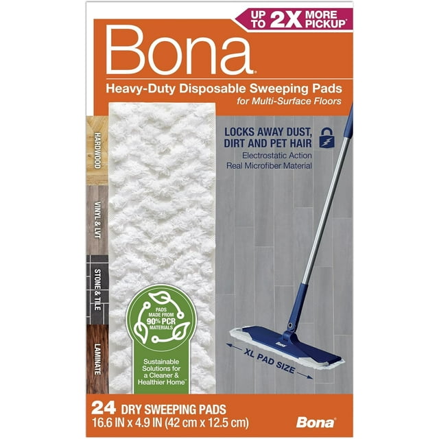 Almohadillas de barrido Bona para suelos de varias superficies, 24 recambios