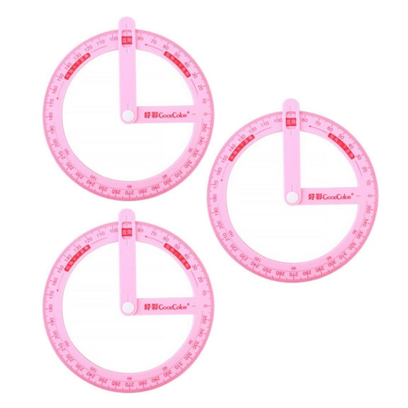 Pink ABS Protractor Set for Teachers 3Pcs Student Supplies with Clear Scale and Design