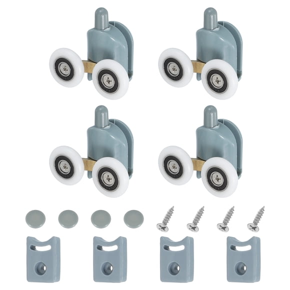 Rodillos de puerta de ducha dobles Uxcell Ruedas de plástico inferiores Poleas Guía 4 23mm