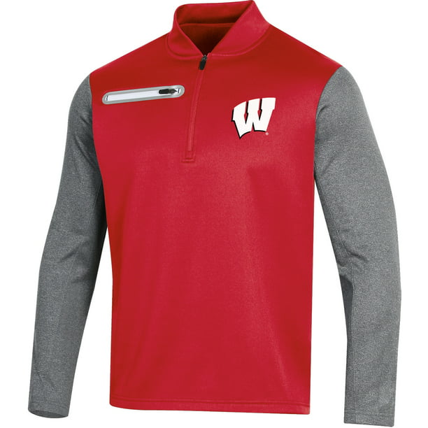 Men's Russell Athletic Red Wisconsin Badgers Colorblock Half-Zip ...