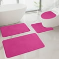 thumbnail image 5 of Btomtd 4pcs Solid Color Bath Rug Set Floor Mat Foam Base Absorbent Toilet Cover Machine Washable Carpet Decor, Pink, 5 of 9