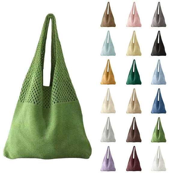 Lispipm Crochet Beach Tote Bags for Women Casual Mesh Travel Shopping Shoulder Handbag Hollow soft Summer Vacation Boho Bag Large Purse White