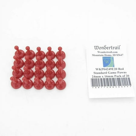 Red Standard Game Pawns 24mm x 16mm (15/16in x 5/8in) Pack of 20 Wondertrail