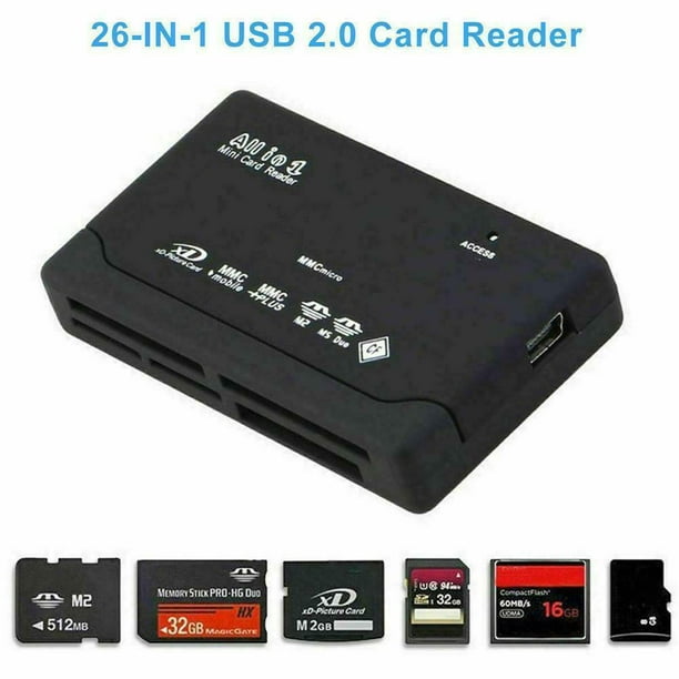Lecteur USB 2.0 multi carte mémoire : Micro Mini SD / SDHC TF M2 MMC MS Duo Compact  flash XD - Lecteur de carte - Achat & prix