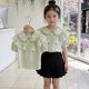 thumbnail image 5 of Odeerbi Camisa de Vestido de Algodón de Las Niñas Flor Bordado de Manga Corta Uniforme de La Escuela Con Bolsillo, 5 of 9