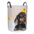 thumbnail image 2 of Fotbe Laundry Hamper With Durable Leather Laundry Basket Dachshund Sitting In Bathtub Thickened Waterproof Round Collapsible Laundry Hamper, Dirty Clothes Laundry Basket, 2 of 8