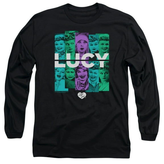 I Love Lucy Shades Of Lucy Long Sleeve Adult 18/1 T-Shirt Black