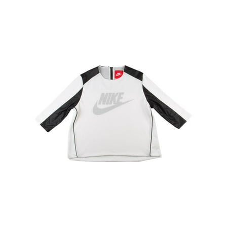 Nike Womens WMNS NSW Perforated Long Sleeve Sweatshirt White/Black Size L