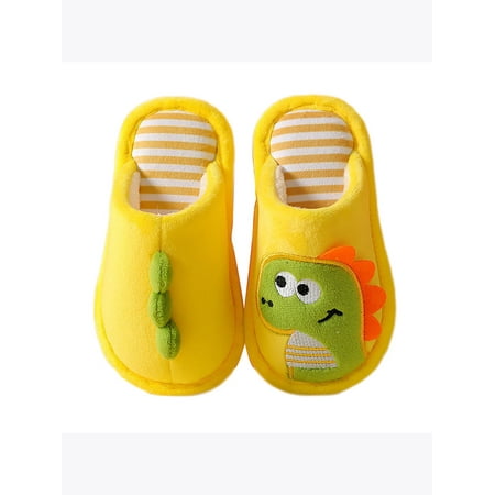 

Eloshman Girls Boys Fuzzy Slipper Plush Lined Slippers Fluffy Warm Shoes Winter Breathable House Indoor Shoe Lightweight Yellow 11C