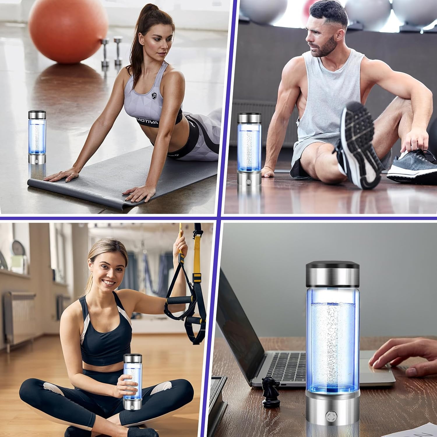 Qoosea Hydrogen Water Bottle Generator, 3 Mins Portable SPE/PEM Technology, Hydrogen Water Ionizer Machine, Suitable for Travel Exercise Home Gifts for Men