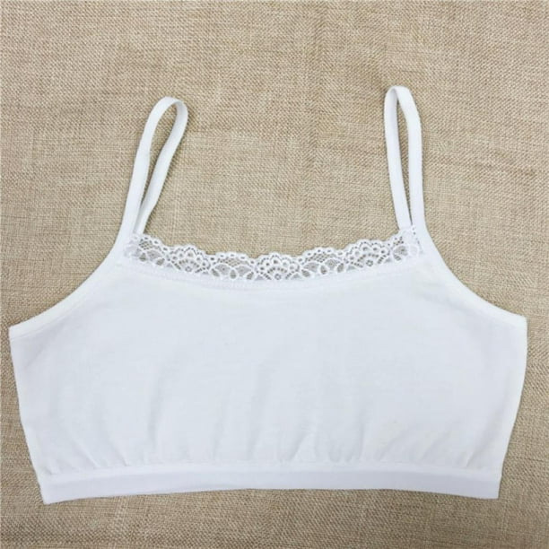 Cotton Bra Girls Training Lace Young Kids Vest Teenage Underwear 8-14Year  4Pcs