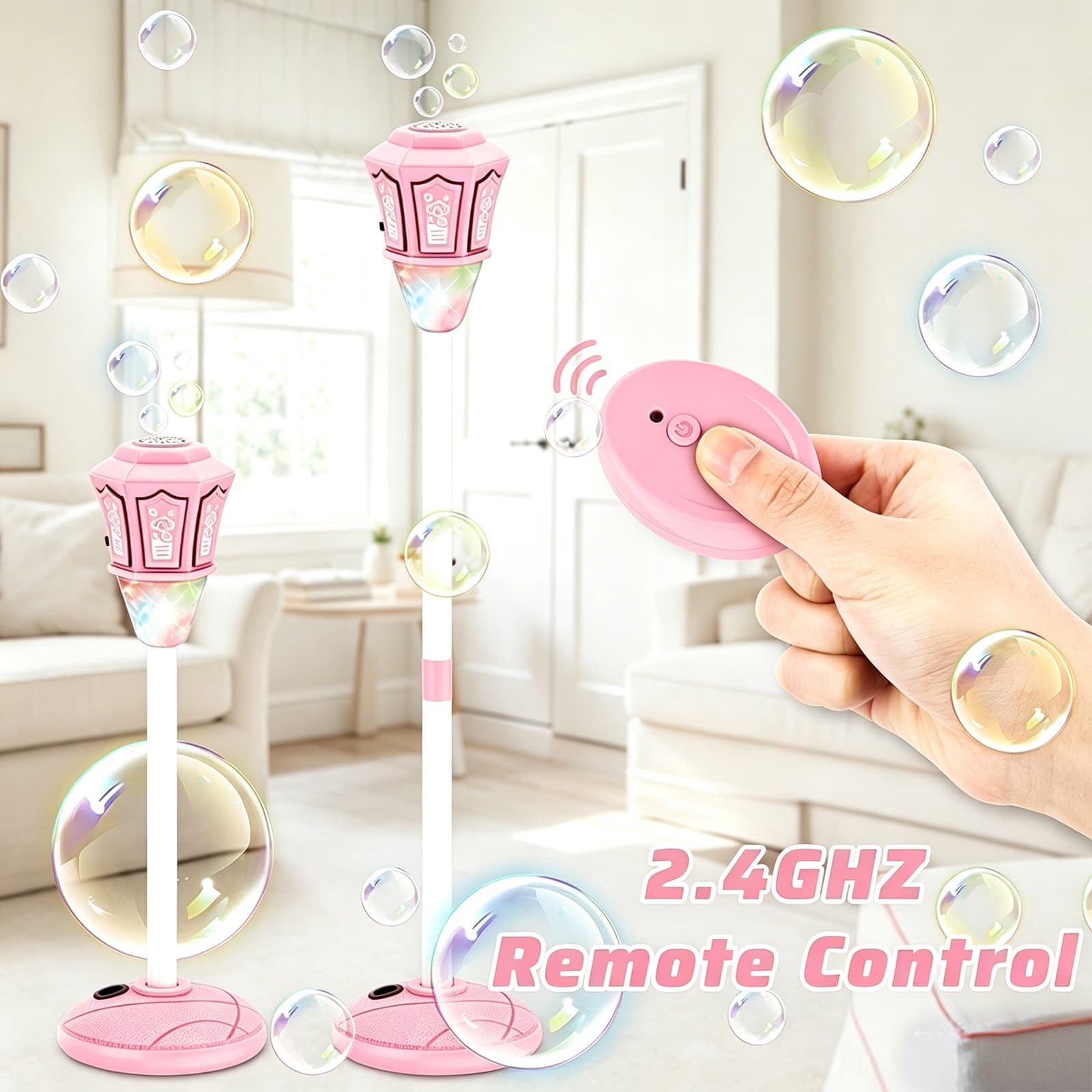 syligr Rechargeable Bubble Machine for Kids Outdoor Play, Adjustable Height, Detachable Wand, Automatic Bubble Maker for Weddings, Bubble Blower for Backyard Party,Toddler Bubble Toy for Outdoor Fun