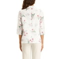 thumbnail image 3 of INSPIRE CHIC Floral Blazer for Women's 3/4 Sleeve Notch Lapel Lightweight Casual Blazer Jacket XS White, 3 of 6