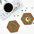 thumbnail image 4 of Honeii Abstract Pattern print Leather Coaster Set of 4, ideal for safeguarding your furniture from drinks spills and effortless cleanup-Hexagon, 4 of 6