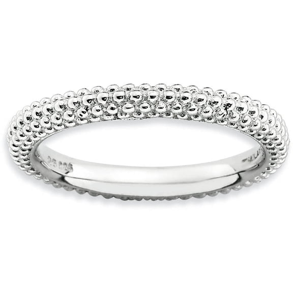 Sterling Silver Rhodium-Plated Domed Ring