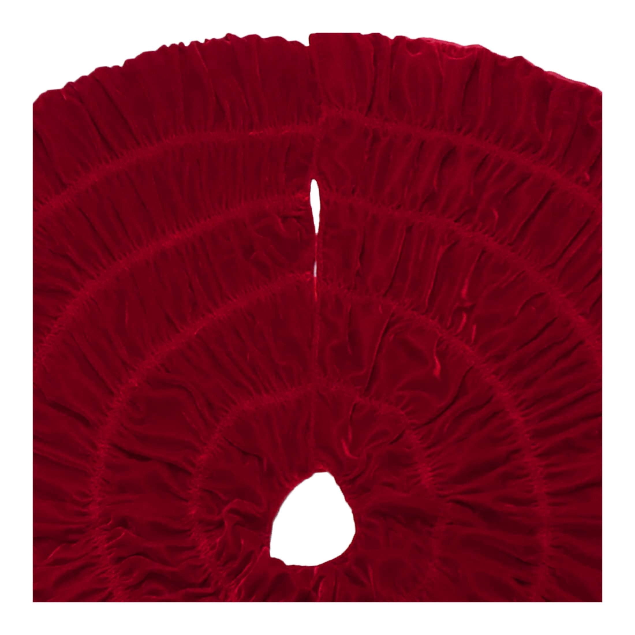 Velvet Ruffle Christmas Tree Skirt, Red, 48", by Holiday Time