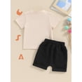 thumbnail image 6 of Aojekbee Baby Boy Girl 4th of July Outfits, Letter Print Short Sleeve Tops + Elastic Waist Shorts Independence Day Set for Infant Toddler, 6 of 10