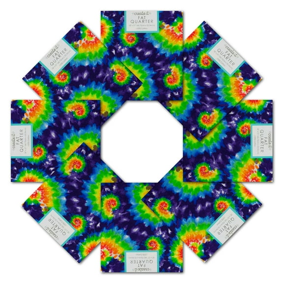 Create It 18"X21" Cotton Tie dye Precut Sewing & Craft Fabric, Multicolor 10 Pieces