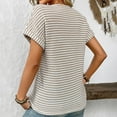 thumbnail image 7 of yunLCZ Casual Tops Everyday Low Price Womens Casual Cap Short Sleeve Tops Trendy Summer V Neck Loose Striped Casual Basic T Shirts Tee Blouses Everyday wear simple women's T-shirts, 7 of 7