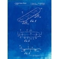 thumbnail image 2 of Borders, Cole 25x32 White Modern Wood Framed Museum Art Print Titled - PP17-Faded Blueprint Double Kick Skateboard Patent Poster, 2 of 4
