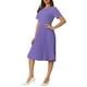 thumbnail image 4 of Vestido plisado A-Line de manga corta para mujer Inspire Chic, vestido midi para el trabajo, color azul púrpura, 4 of 4