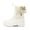 Beige, variant on Women’s Chelsea Rain Boots Waterproof Mid Calf Boots, Slip-On Elastic Panel, Non-Slip Sole, Lightweight Fashion Boots, Black, Size 6.5