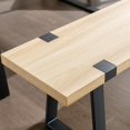 thumbnail image 5 of Wooden Dining Bench 60”  Table Benches, Seating Chair Rustic Indoor Benches, Mid Century Kitchen Bench with Metal Legs, Light Oak, 5 of 14