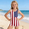 thumbnail image 2 of Confree Kids Girls Summer Swimsuit 4Th Of July Patriotic Printing Bathing Suits Beach Casual Comfortable For Girls Swimwear Size 9-10 Years Red, 2 of 5