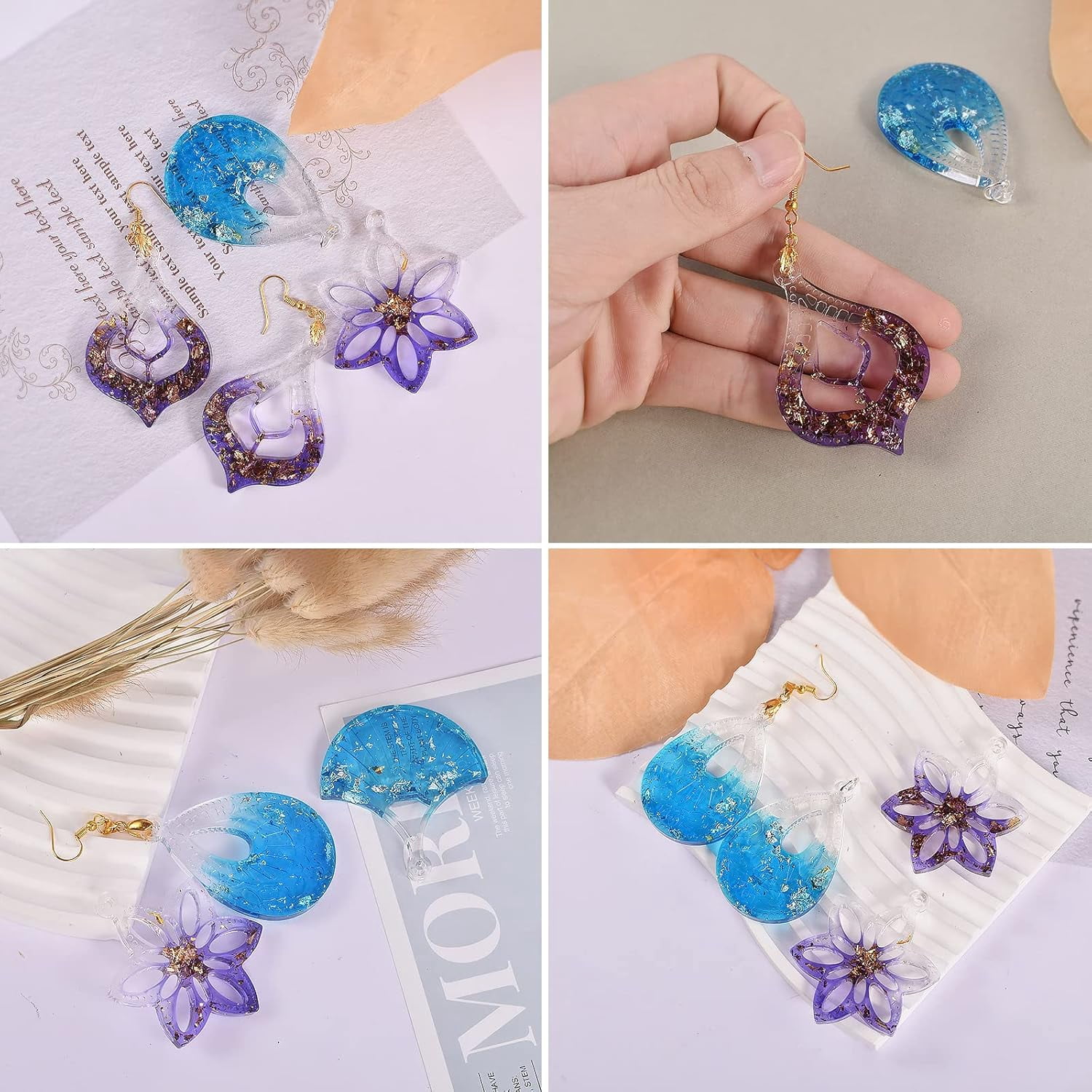 1PC earring silicone mold, various shapes of handmade pendant molds, jewelry necklace earring resin molds, DIY crafts crystal molds, suitable for necklace pendant jewelry making supplies