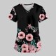 thumbnail image 2 of uniforme de trabajo estampado de moda para mujer con camiseta de bolsillo top de manga corta rosa/l, 2 of 6