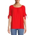 thumbnail image 2 of The Pioneer Woman Tie Short Sleeve Eyelet Top, 2 of 6