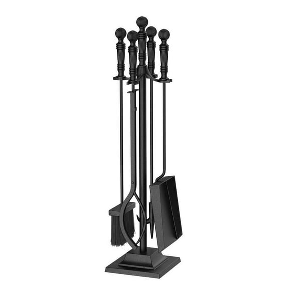 Spaco 5 Pieces Fireplace Tool Set Fireplace Accessories with Poker, Fireplace Accessories Set, Black
