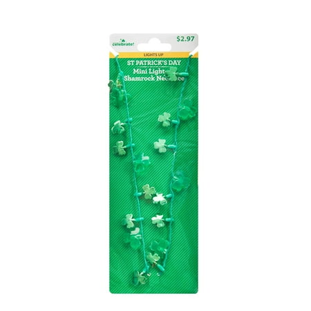 WAY TO CELEBRATE! Mini Light Up Shamrock Necklace St. Patrick's Day Costume Accessory