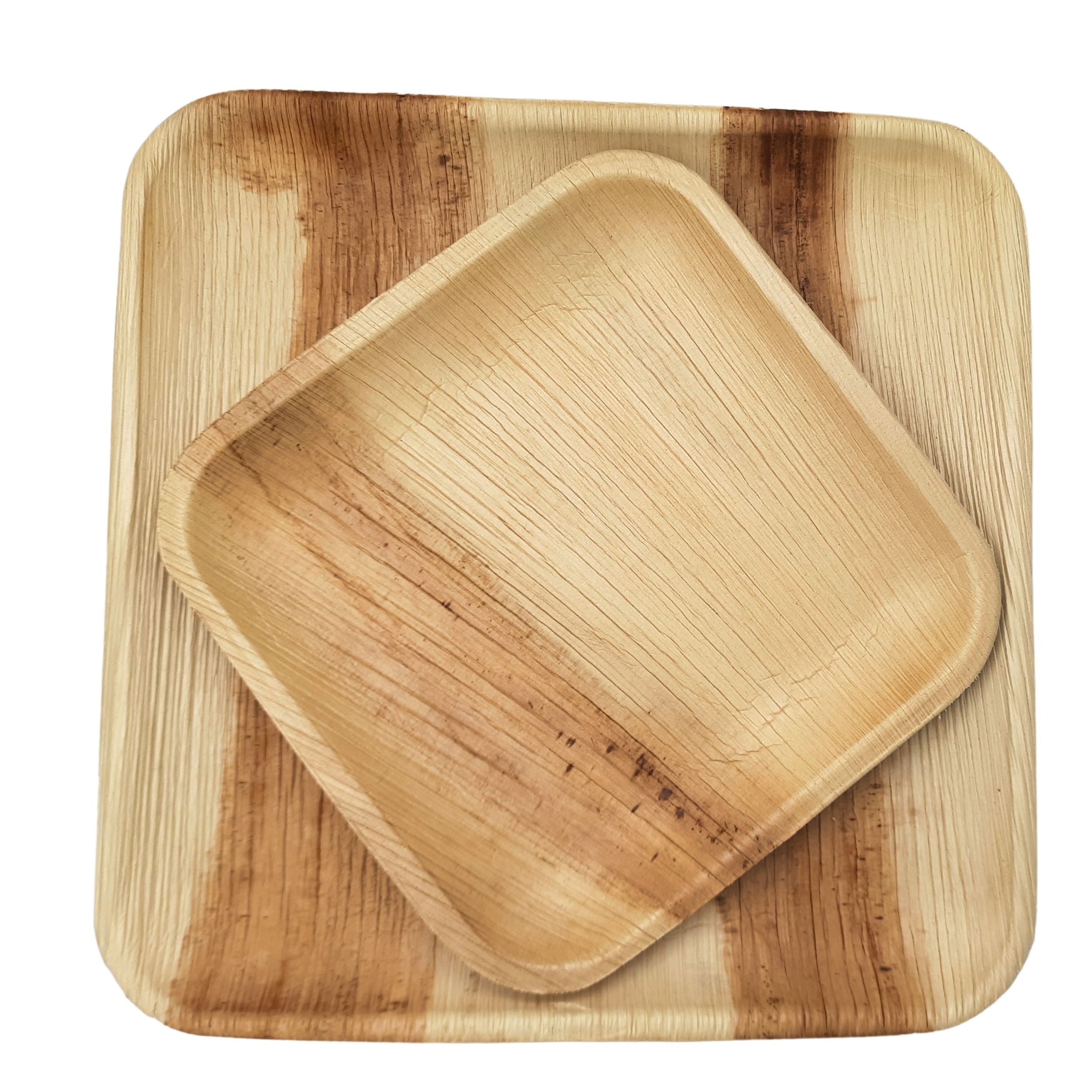 Dtocs Palm Leaf Plate Set Square Combo Pack - 10' Dinner Plate (25),  7'  Dessert Plate (25) | Bamboo Plate like Compostable Eco-Friendly Dinnerware Plate for Birthday, Wedding Parties, Camping
