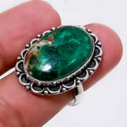 Sanora Chrysocolla Oval Shape Gemstone Handmade Ethnic Ring Jewelry 8.25" SA 456