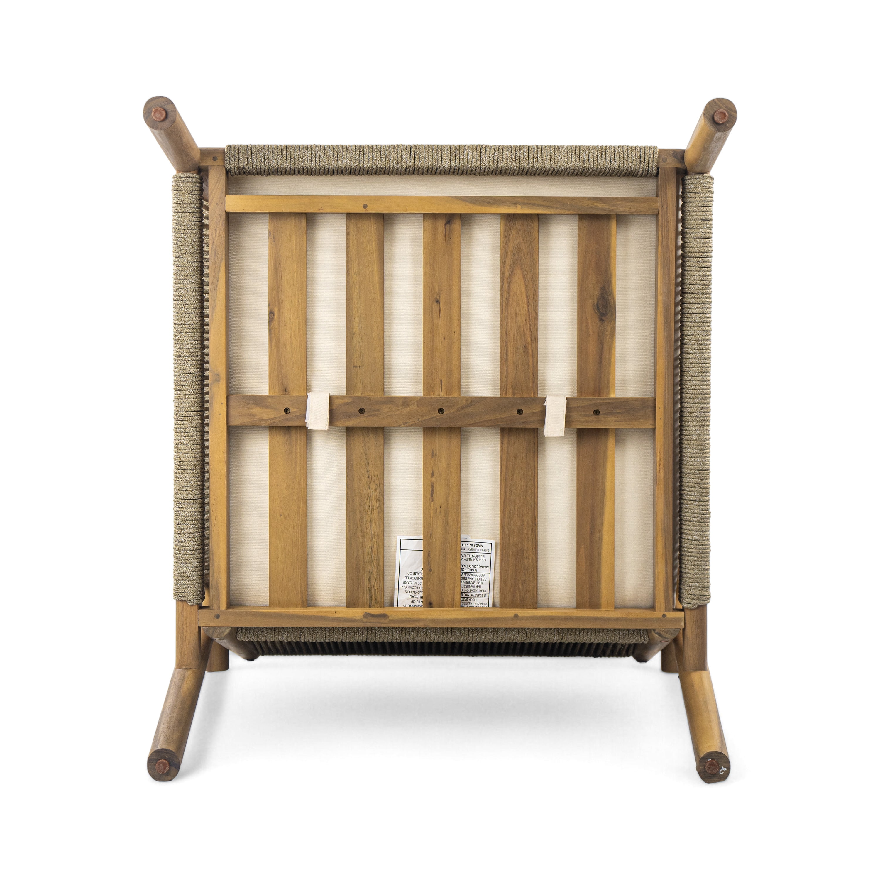 Woven Lounge Chair, 28 Inch Outdoor Chair with Solid Wood Frame for Patio Garden, Teak