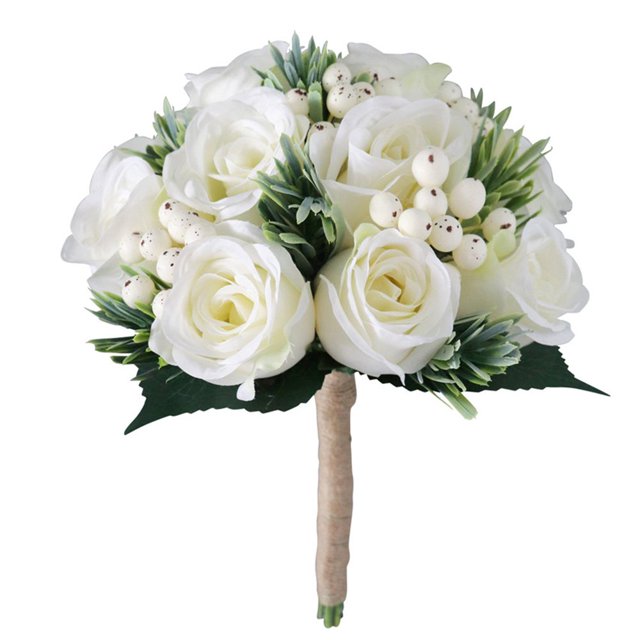 1pcs Corsage Buttonholes With Ivory Roses For White Bridesmaid Groomsmen Weddings Prom