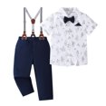 thumbnail image 4 of Faraee Toddler Baby Boy Clothes Suit Gentleman Wedding Outfits Formal Dress Shirt with Bowtie + Suspender Pants Size 1-5 Years Navy, 4 of 8