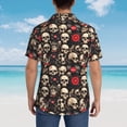 thumbnail image 4 of Gaeub rock record Skull Print Men's Hawaiian Shirt,Button Down Short Sleeves Shirts,Tropical Beach Casual Button Down Shirts,Medium, 4 of 7