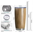 thumbnail image 6 of 20oz Insulated Car Cup with Silver Base, Stainless Steel Travel Tumbler with Telescopic Straw and Lid, 360° Full Wrap Printed, Wood Print, 6 of 6
