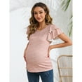 thumbnail image 2 of Women's Maternity Tops Flying Short Sleeve Stylish T Shirt Casual Pregnancy Blouse, 2 of 5