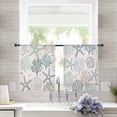 thumbnail image 3 of Aqua Teal Coastal Semi Sheer Curtains 54 Inch Length 2 Panels Set,Summer Beach Starfish Coral Nautical Rustic Sheer Kitchen Curtain Voile Window Curtain for Living Room Bedroom Rod Pocket Drapes, 3 of 7
